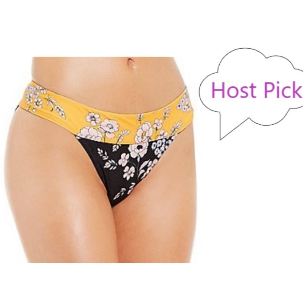 Blossom Block Bikini Bottom - Orange & Black